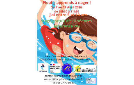 Stage j'apprends à nager Avril